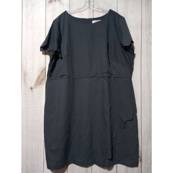 Loft Dress Ladies 26 Gray Short Sleeve Midi Office Siren Corpcore - Picture 1 of 9